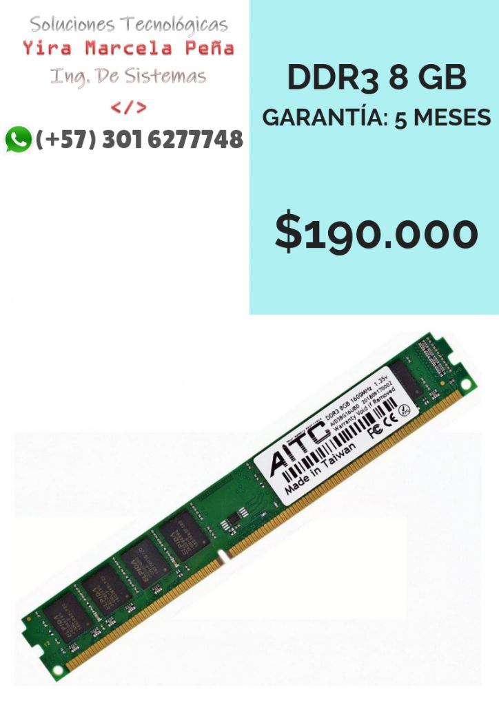 / Memoria de Acceso Aleatorio / RAM 8 GB