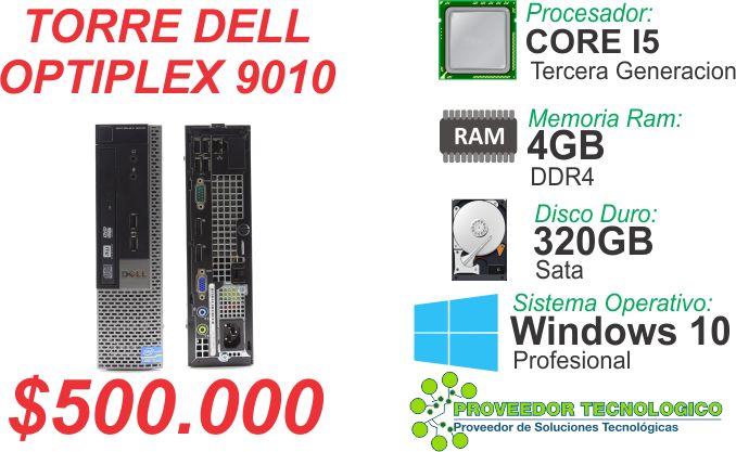 TORRE DELL OPTIPLEX  COREI5 3RA GENERACION RAM 4GB DDR3