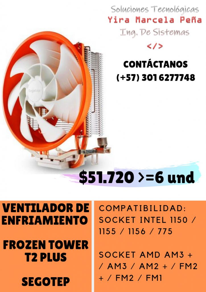 Ventilador de enfriamiento Frozen Tower T2 PLUS