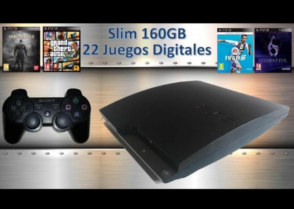 Play 3 Slim Programada 160GB 22 Juegos Digitales