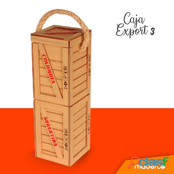 Caja cava de madera para vino tipo exportacion