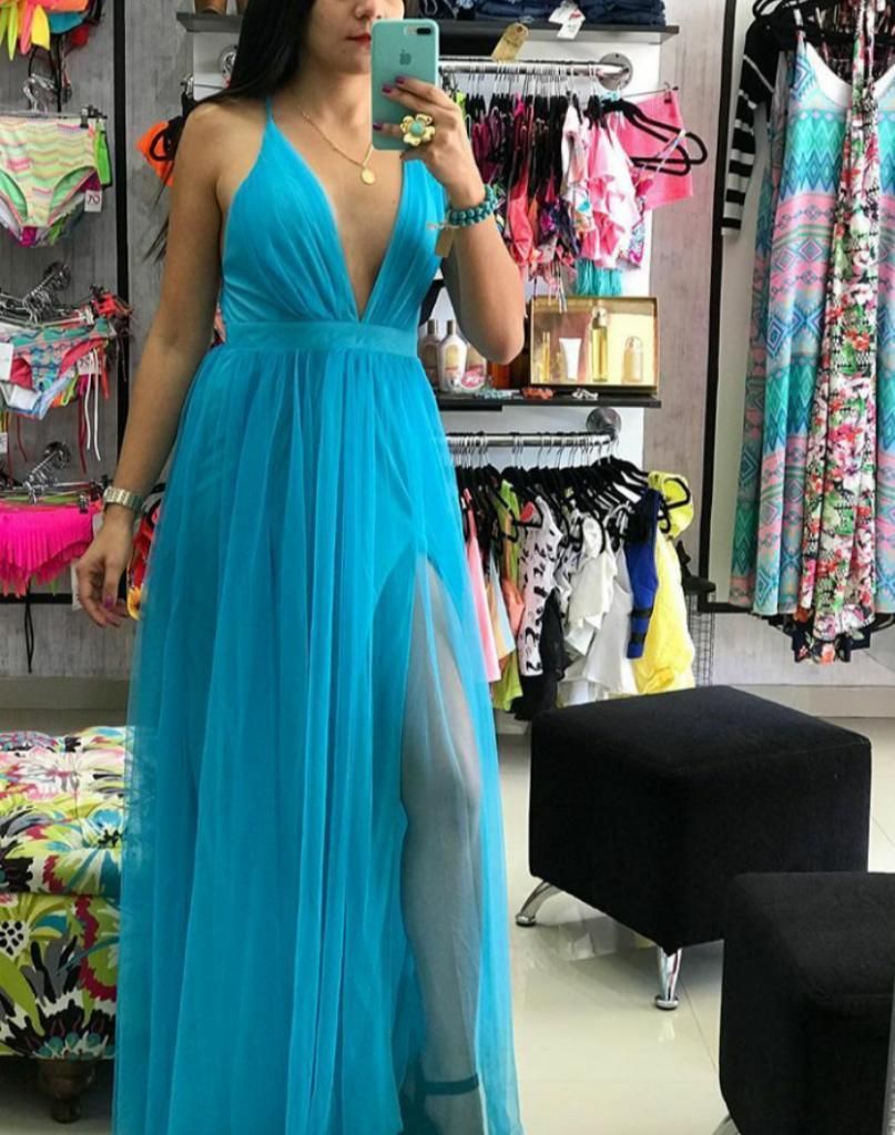 Hermoso Vestido de Fista Color Azul, Tal