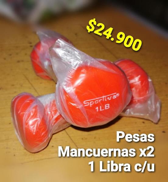 PESAS MANCUERNAS X2 DE 1 LIBRA ENCAUCHETADA