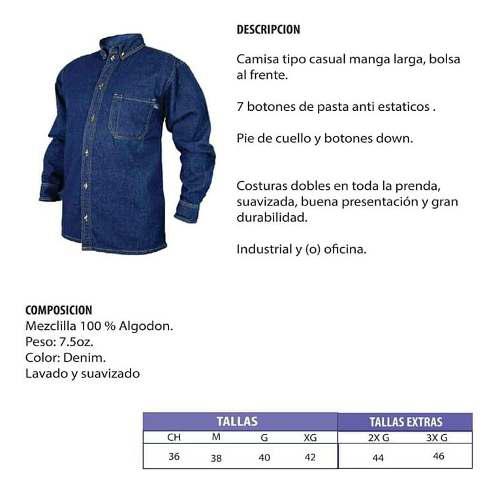 Camisa Industrial En Jean, Dotacion Industrial.