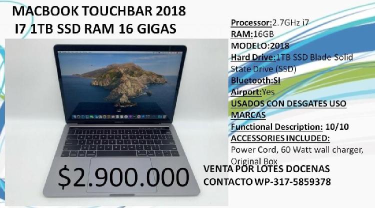RAYADOS TAPA MACBOOK TOUCHBAR 2018 I7 1TB SSD RAM 16 GIGAS