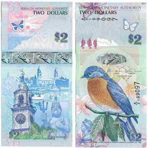 Billete Islas Bermuda 2 Dolares 2009 Papel Moneda Unc