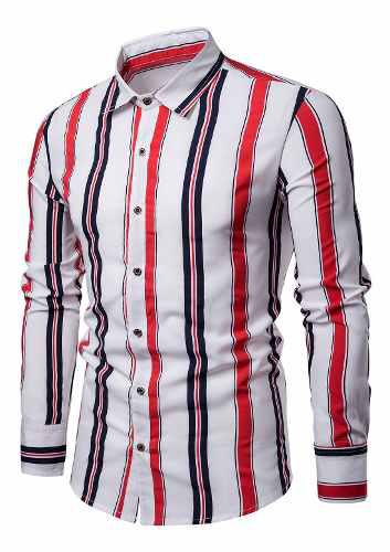 Camisa De Rayas Verticales Para Hombre