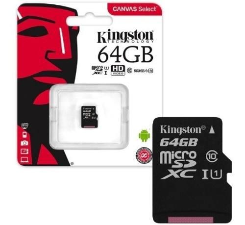 Memoria Micro Sd Hc Kingston 64 Gb Clase 10 80mb/seg Origina