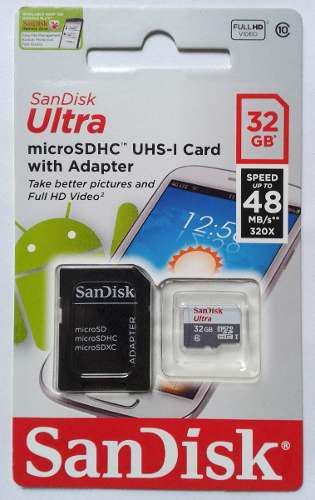 Memoria Micro Sd Sandisk 32gb Clase 10 De 80mbps 4k Full Hd