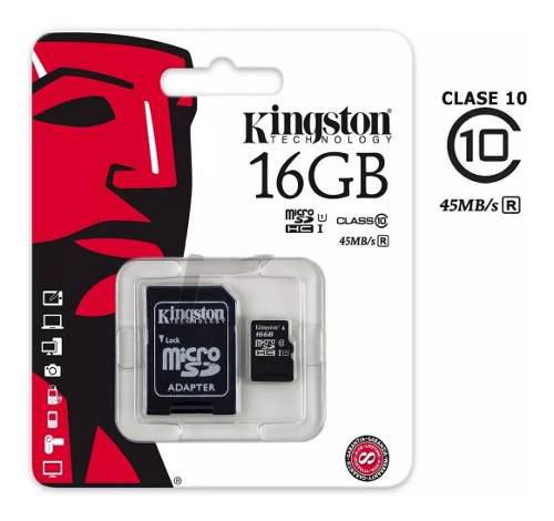 Memoria Microsd 16gb Original Kingston Clase 10 + Adaptador