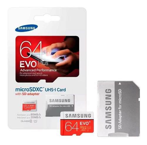 Memoria Samsung Evo Plus 64gb Micro Sd Xc 80mb/seg Clase 10