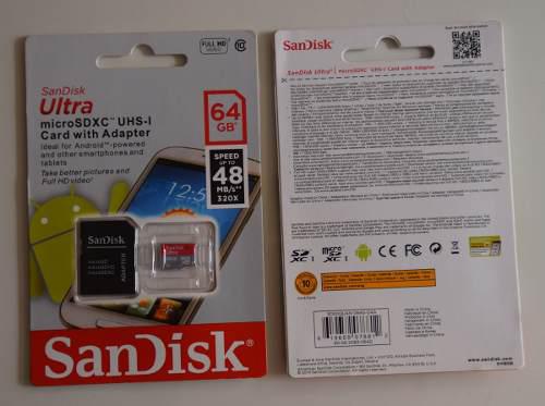 Tarjeta Memoria Sandisk Ultra 64gb Clase10 Micro Sdxc Sd Xc