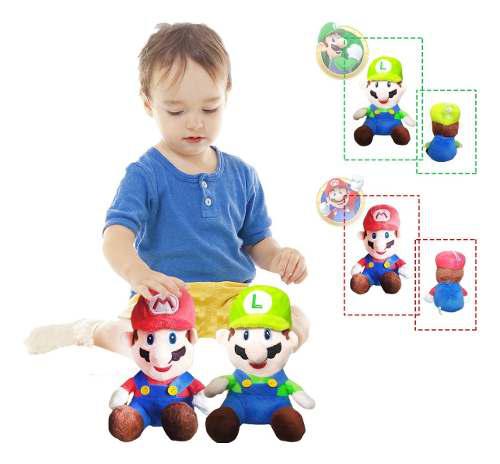 Mario Bros Luigi Peluche Figura X2 Didácticos Juguetes