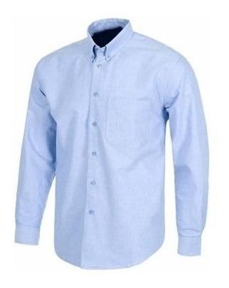 Camisa Manga Larga Dotacion Azul Oxford Epp Algodon Poliest