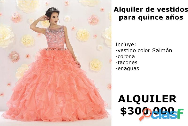 Alquiler de vestidos color salmón para quinceañeras