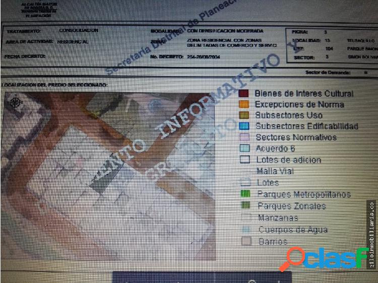 VENDO LOTE BOGOTA SECTOR DEL CAN CRA 66 CON 42
