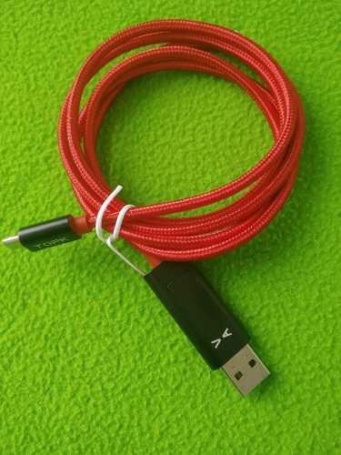Cable Cargador Celular Con Pantalla Usb Micro 1.2mt Rojo
