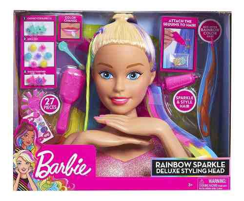 Barbie Peinados Y Accesorios Arcoíris 27pcs Cabeza Gmv36