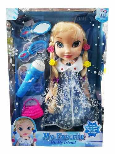 Muñeca Frozen Elsa Con Micrófono Y Accesorios Ref.