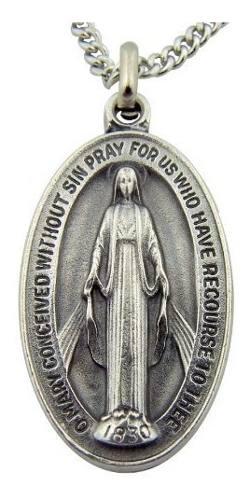 Cadena De Eslabones Con Medalla Virgen María Madonna Colgan