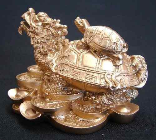 Las Tortugas De Feng Shui Encima De Un Dragón