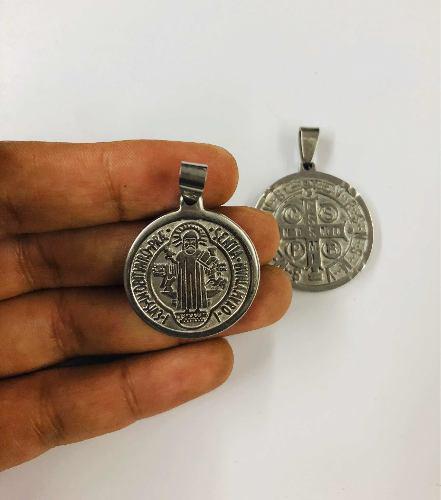 Medalla San Benito En Acero 3cm