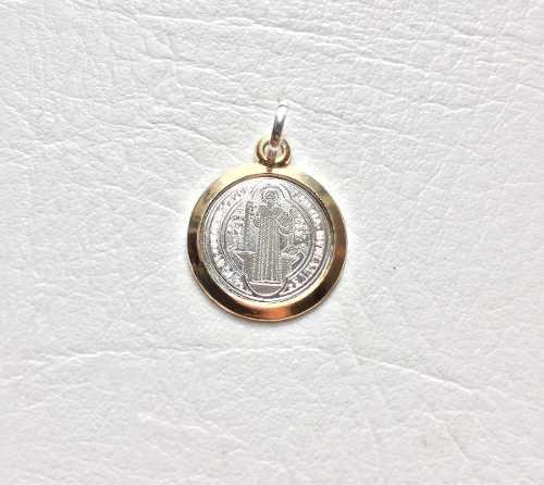 Medalla San Benito Oro Y Plata 925