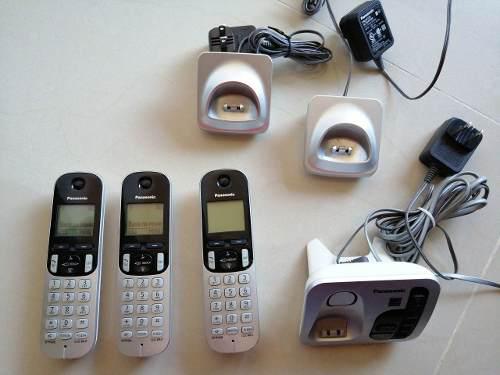 Telefonos Inalambricos Panasonic, Juego De 3 Con Contestador