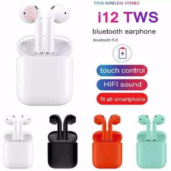 Auriculares estéreo inalámbricos Bluetooth i12 TWS In-Ear