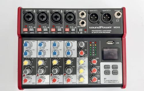 Consola 5 Canales Mezclador Mixer Mdx6 Soundpower