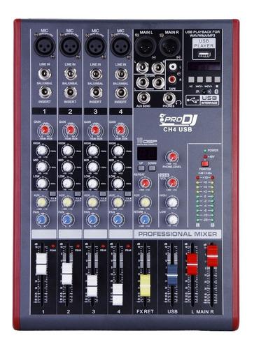 Mixer Pro Dj Ch-4 Usb Mezclador 4 Ch Interface Bluetooth