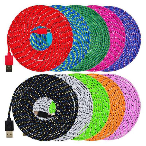 Cable Carga Datos Android Micro USB 2.0 Nylon 1mt Colorful2