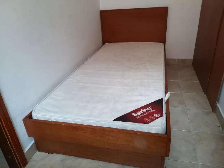 Vendo o permuto cama madera pura 90cm + colchón + tendido