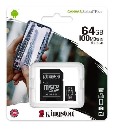Memoria Micro Sd Kingston 64 Gb Clase 10 80mb/s