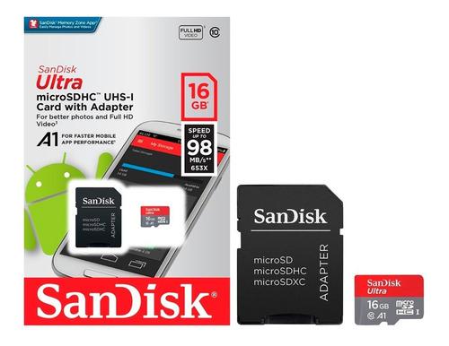 Memoria Micro Sd Sandisk Ultra 16gb Uhsi 98mb/s A1 Original