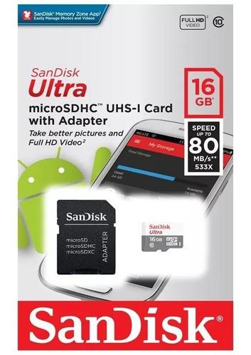 Micro Sd Sandisk 16g Clase 10 De 80mb/s Original