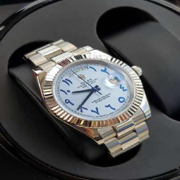 Relojes Rolex Oyster Perpetual Day Date Plateado Azul Claro