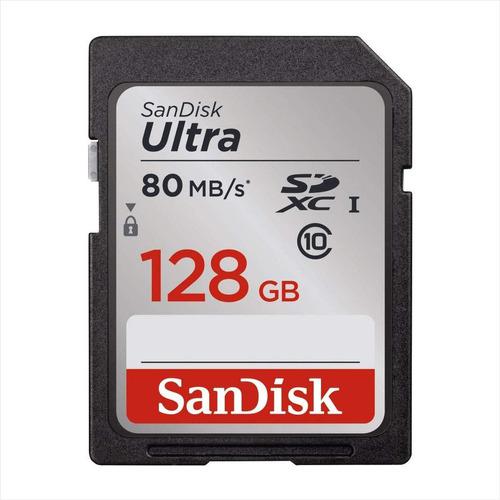Sandisk Ultra, Tarjeta Sdxc 128gb, Uhs-i, Clase 10, 80mb/s