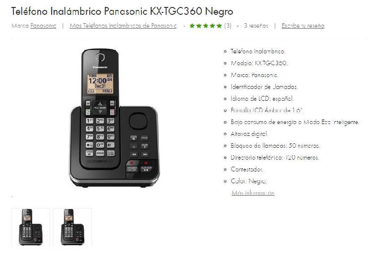 teléfono inalambrico panasonic KX-TGC360