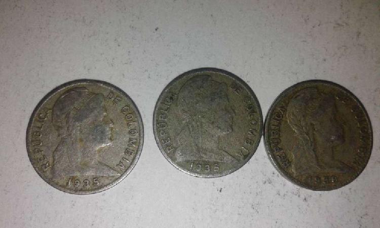 tres super monedas antiguas colombianas