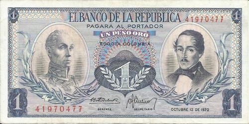 Colombia 1 Peso Oro 12 Octubre 1970