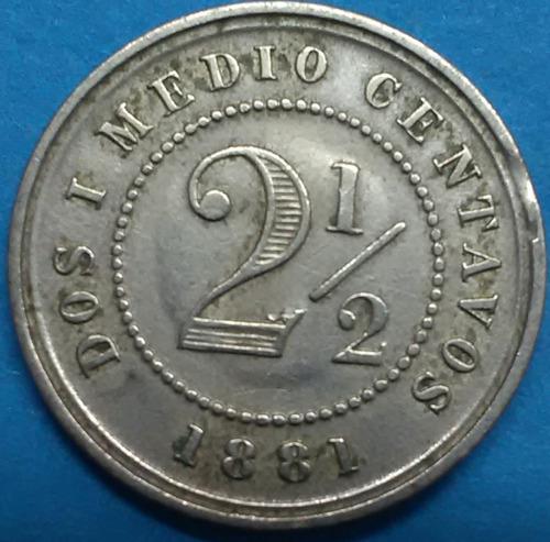 Colombia Monedas 21/2 Centavos 1881 Grande. Excelente Estado