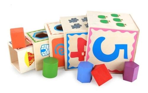 Cubos Encajables Juegos Didácticos Niños Madera Montessori