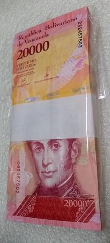 Fajo De Billetes 20.000 Bs Venezuela 100 Pzas Unc