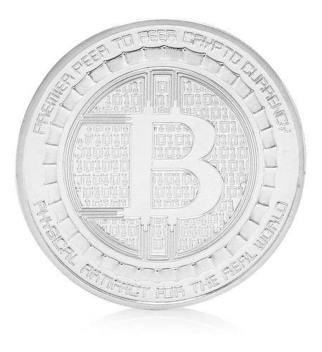 Moneda Conmemorativa Bitcoin Plateada (Anonymous Mint)