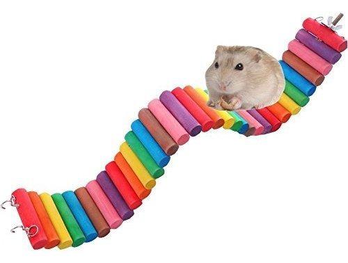 Fashionclubs Pet Hamster Colorful Wooden Suspension Flexible