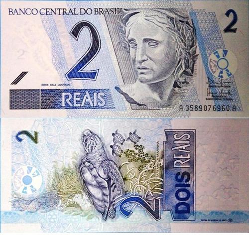 Billete Brasil 2 Reales 2001 Papel Moneda G Au+