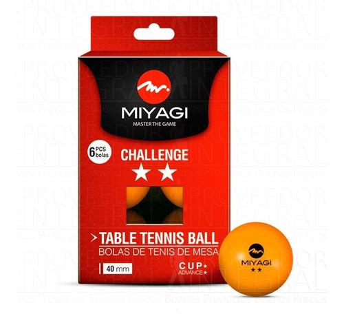 Bolas Pelotas Ping Pong Caja X 6 Naranja Miyagi 2 Estrellas