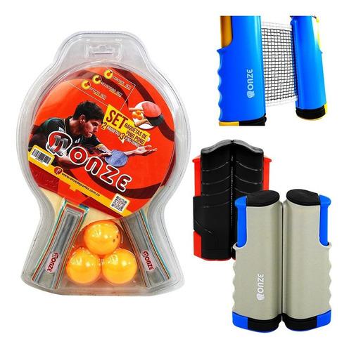 Kit Malla Retractil + Raqueta De Ping Pong + 3 Bolas
