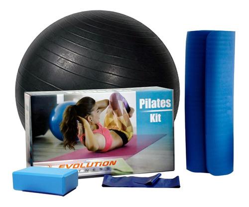 Kit Pilates Yoga Evolution Balón Colchoneta Cubo